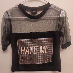 Happy Monday "Hate Me" Mesh Top
